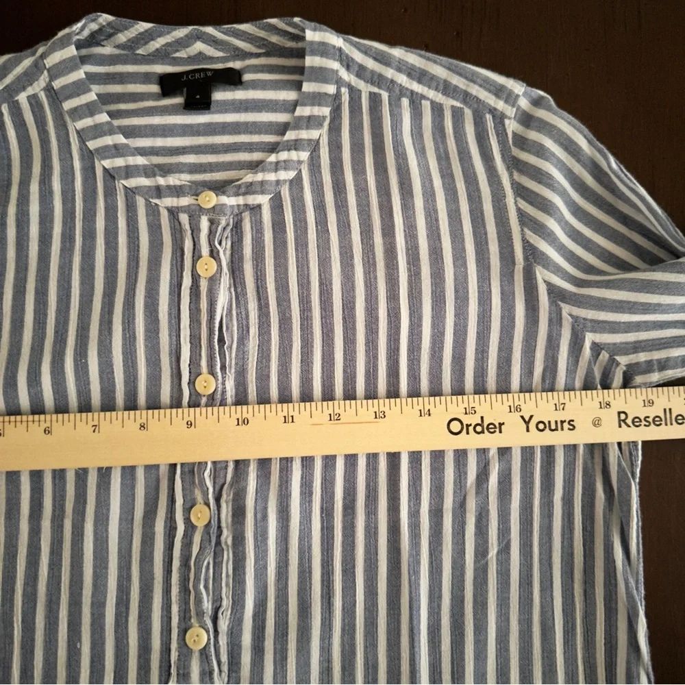 J.Crew Blue & White Striped Long Sleeve Blouse Size 4